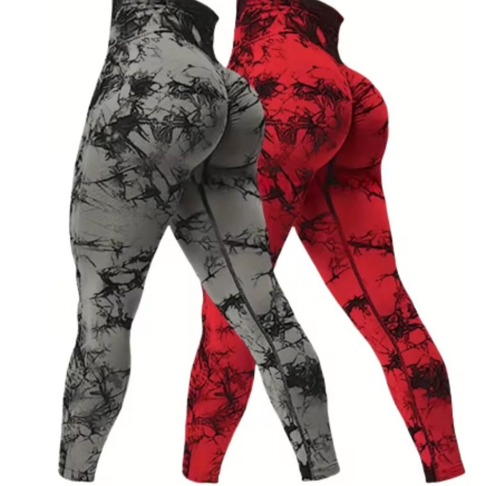 2 Pack Women's High Waisted Sexy Butt Lifting Seamless Solid Color Yoga Leggings